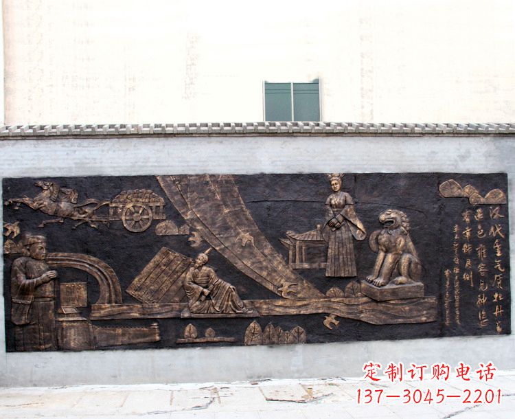 运城“汉代重气质，牡丹留正色”中国传统文化浮雕壁画，玻璃钢仿铜园林墙壁装饰壁画