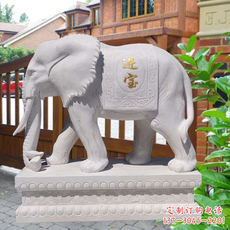 运城白石雕大象