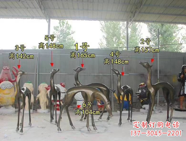 运城玻璃钢仿铜公园小鹿雕塑