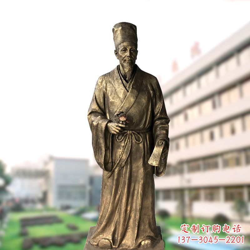 运城玻璃钢仿铜李时珍塑像-医院医学院药圣雕塑