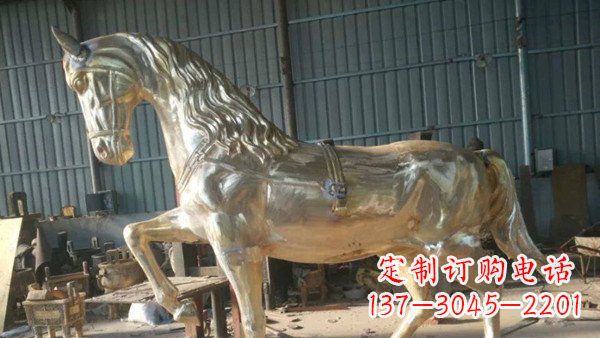 运城玻璃钢仿铜马公园动物雕塑