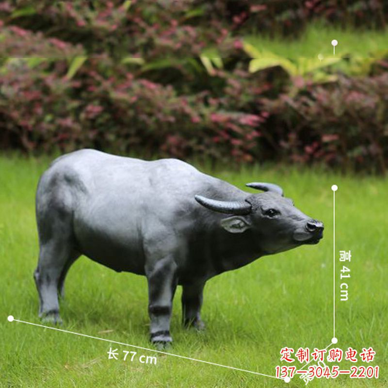 运城玻璃钢仿真水牛-公园草坪动物雕塑摆件