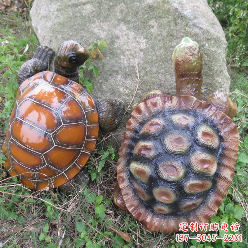 运城玻璃钢仿真乌龟雕塑,园林陆龟海龟花园装饰摆件
