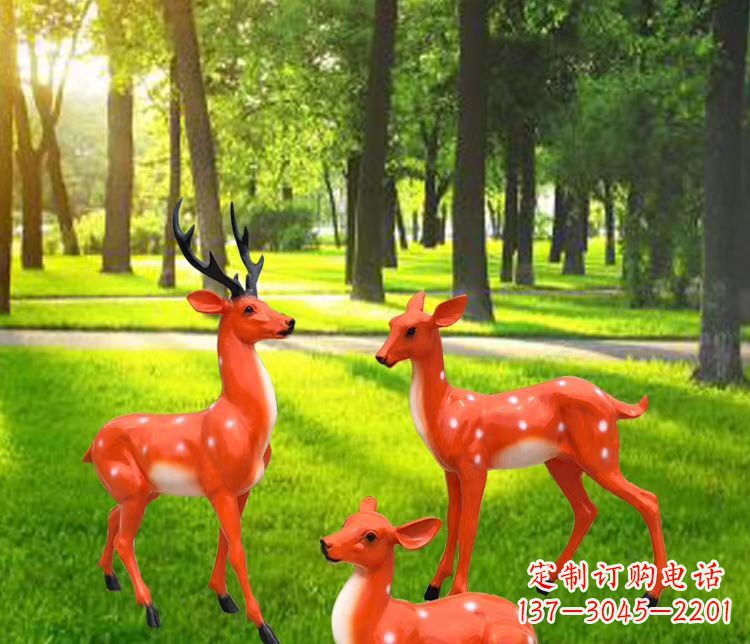 运城玻璃钢仿真小鹿雕塑 公园动物摆件