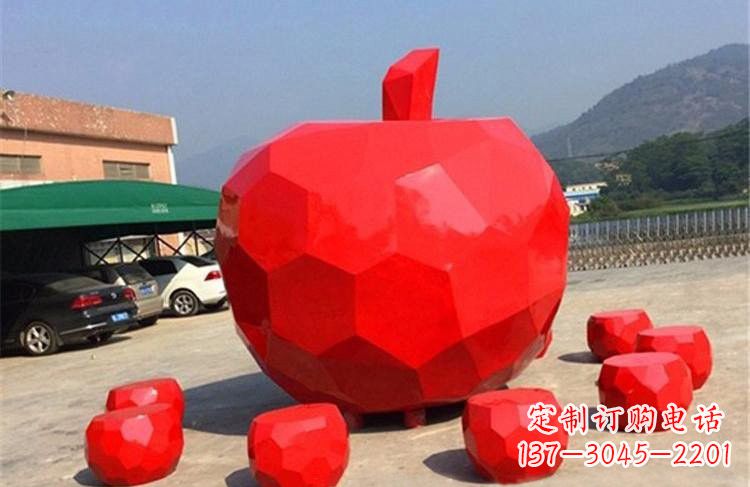 运城玻璃钢公园彩绘几何苹果雕塑