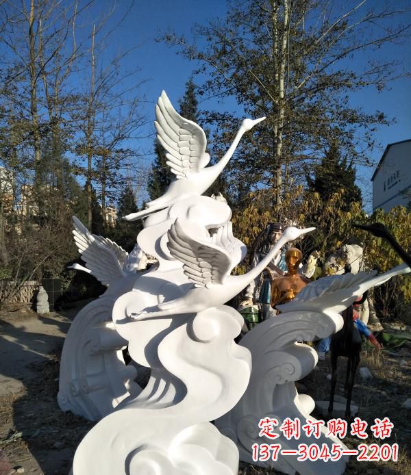 运城玻璃钢公园海浪天鹅雕塑
