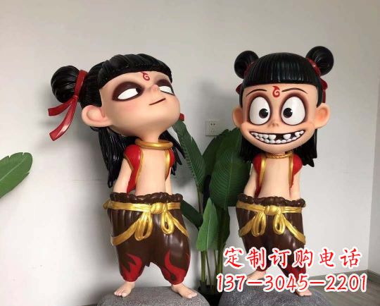 运城玻璃钢卡通哪吒雕塑