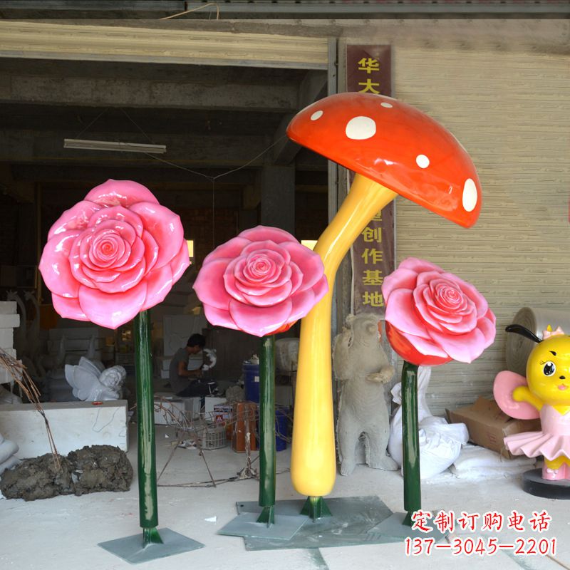运城玻璃钢玫瑰花雕塑摆件