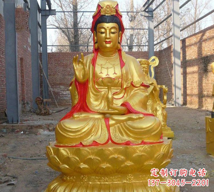 运城玻璃钢漆金观音菩萨雕塑