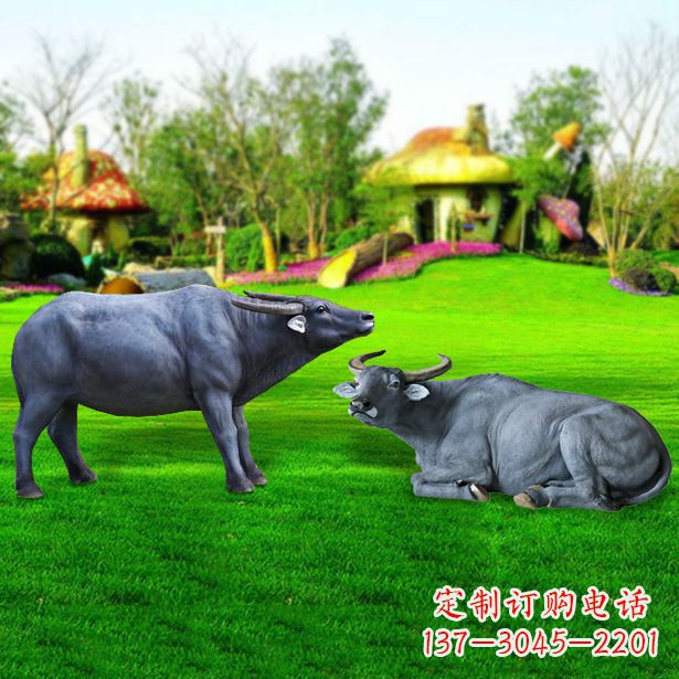 运城玻璃钢水牛雕塑-农场农家院仿真动物摆件