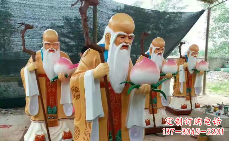 运城玻璃钢宗教庙宇神像彩绘老寿星雕塑