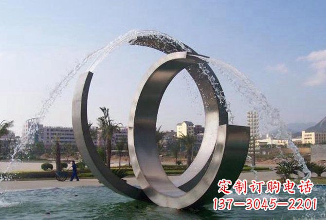 运城不锈钢C形喷泉雕塑