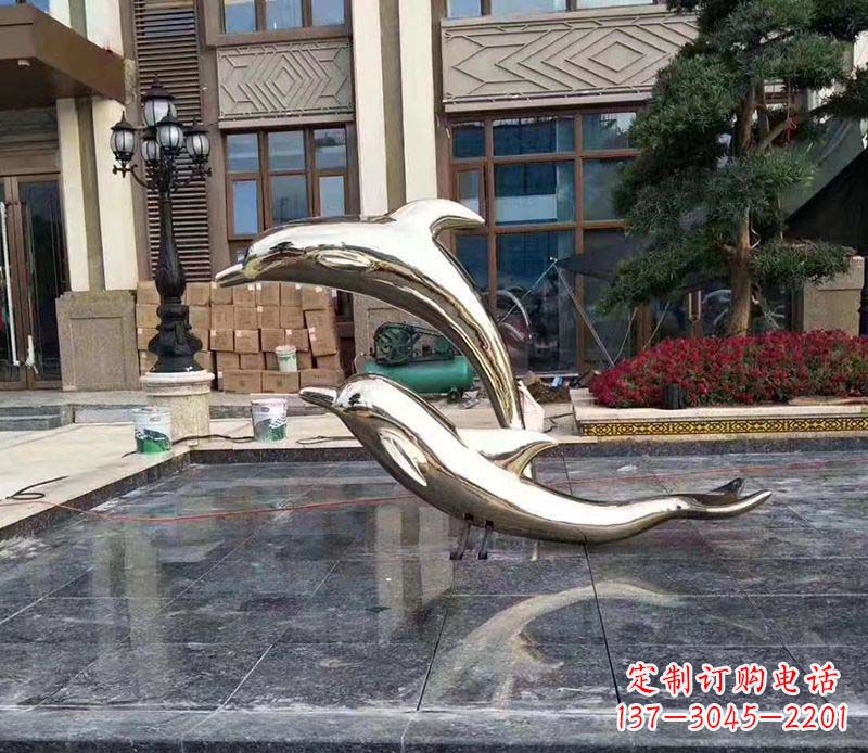 运城不锈钢别墅海豚装饰雕塑