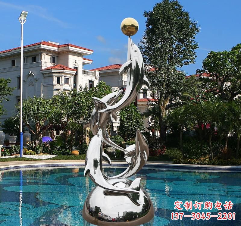 运城不锈钢别墅海豚雕塑