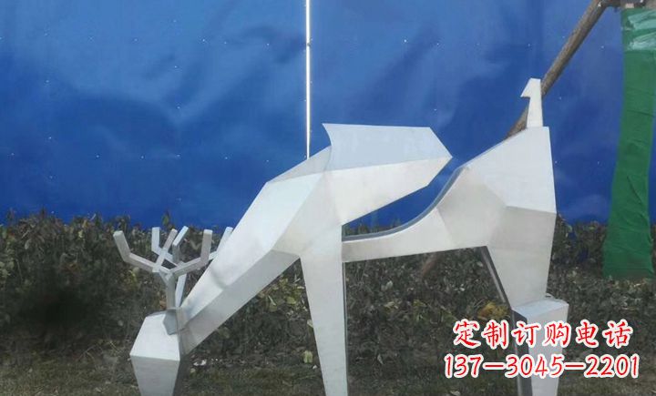 运城不锈钢不规则梅花鹿公园景观雕塑