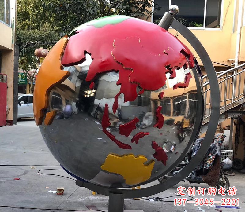 运城不锈钢彩绘地球仪雕塑