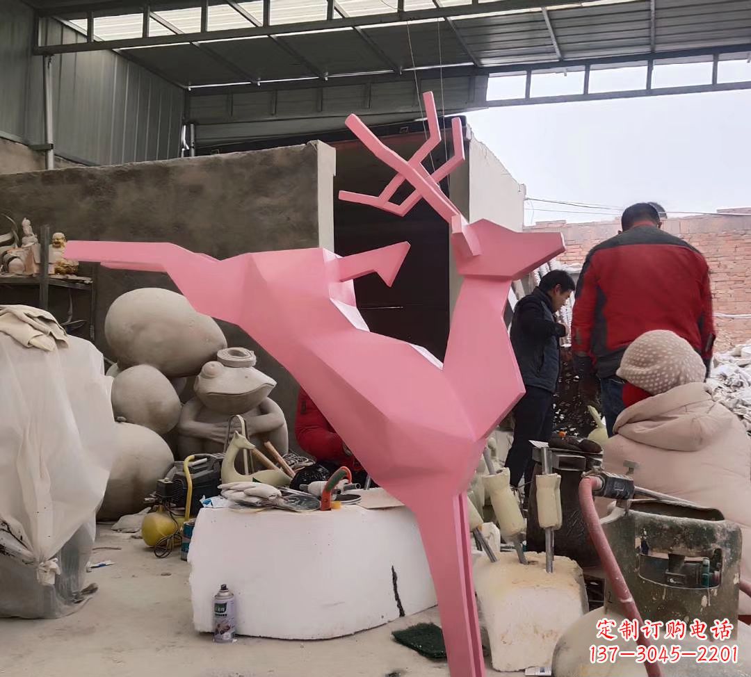 运城不锈钢彩绘小鹿雕塑