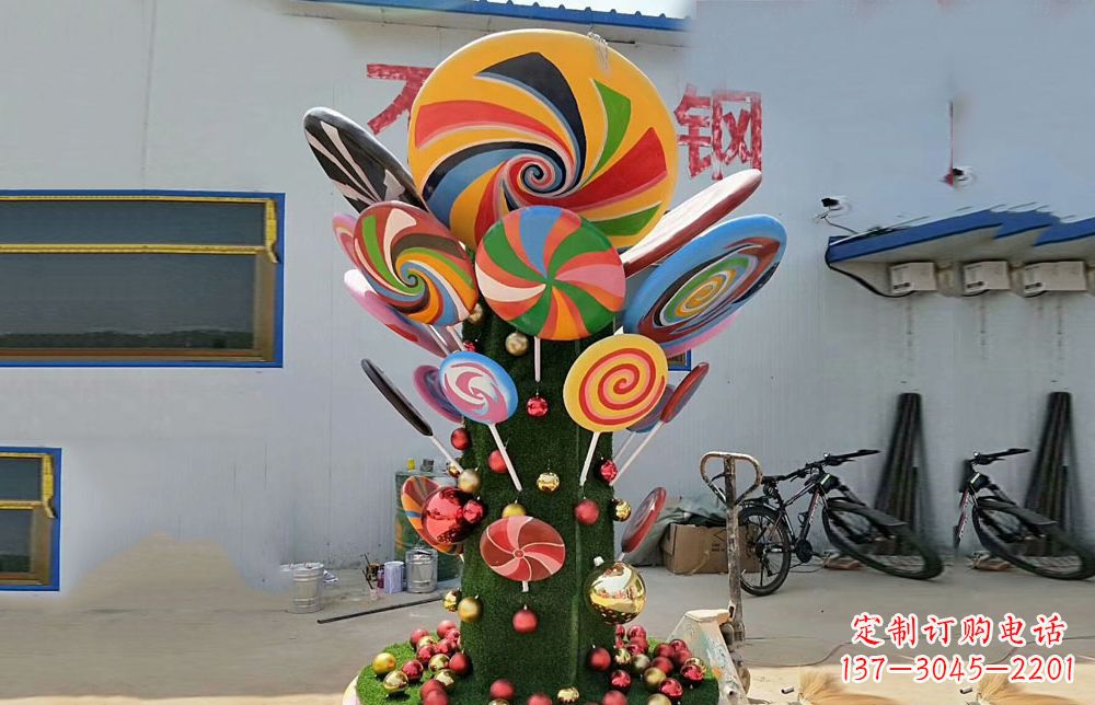 运城不锈钢彩色棒棒糖景观雕塑