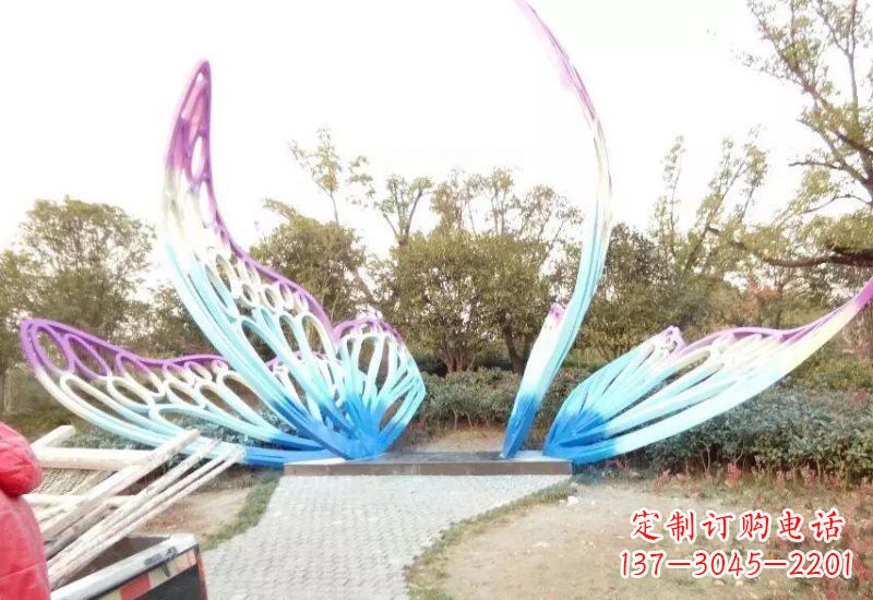 运城不锈钢彩色抽象蝴蝶雕塑