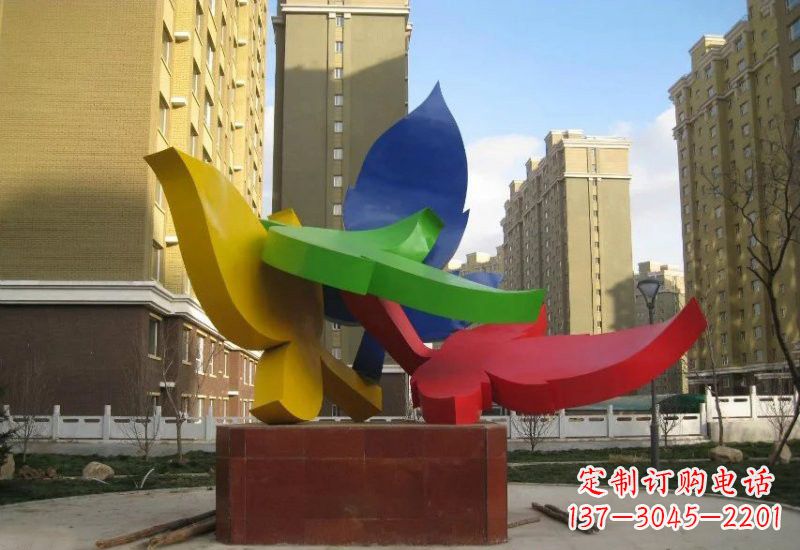运城不锈钢彩色抽象树叶雕塑