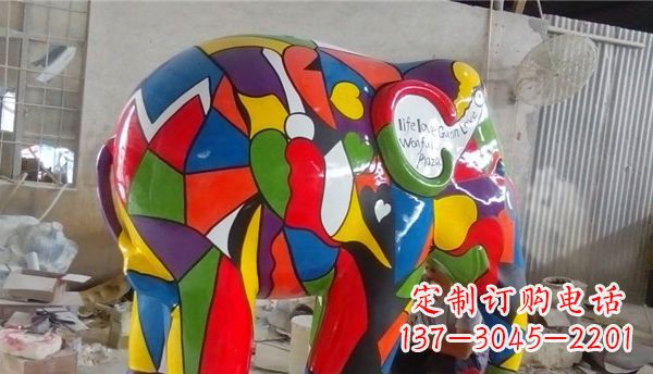 运城不锈钢彩色大象公园景观雕塑