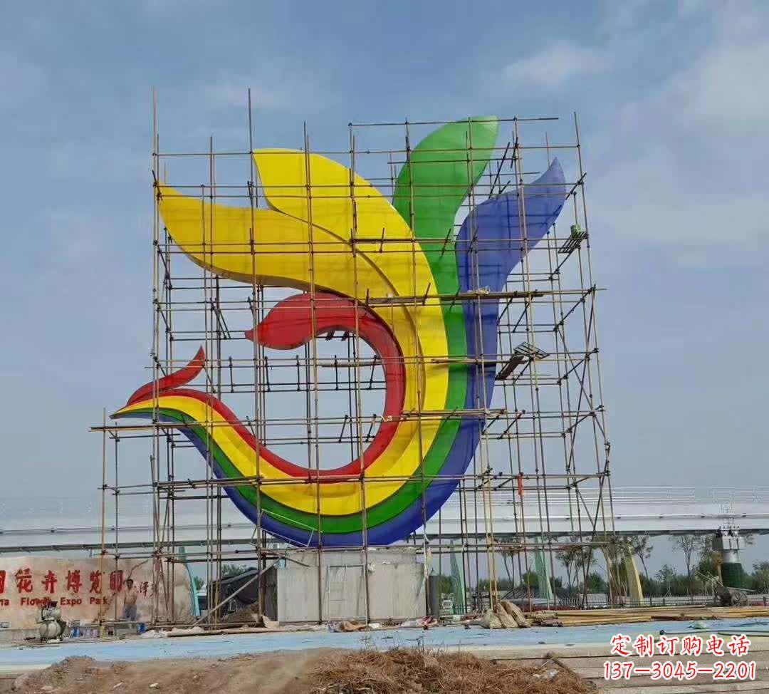 运城不锈钢彩色凤凰雕塑1