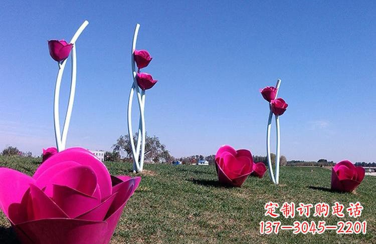 运城不锈钢彩色玫瑰花雕塑