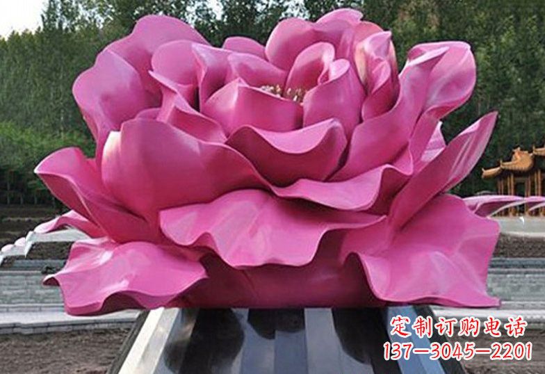 运城不锈钢彩色牡丹花雕塑