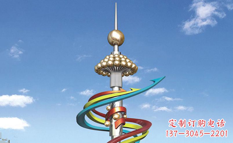 运城不锈钢彩色飘带广场景观雕塑