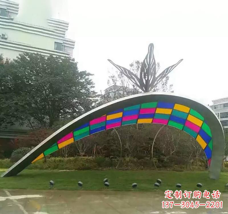 运城不锈钢彩色拼接拱门雕塑