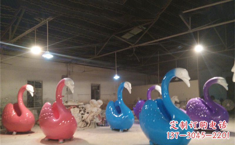 运城不锈钢彩色天鹅动物雕塑