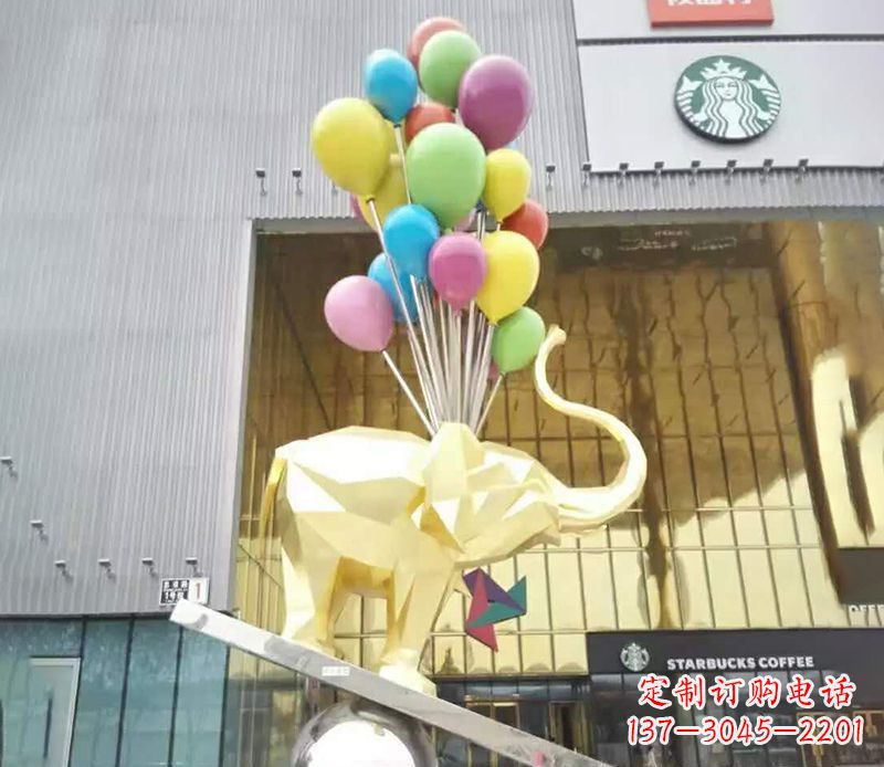 运城不锈钢踩球的小象雕塑
