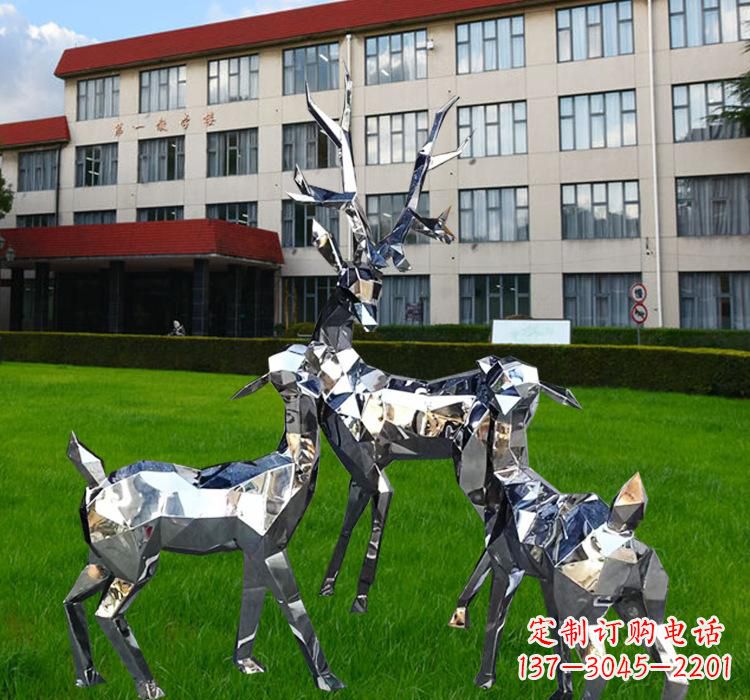 运城不锈钢草坪麋鹿雕塑