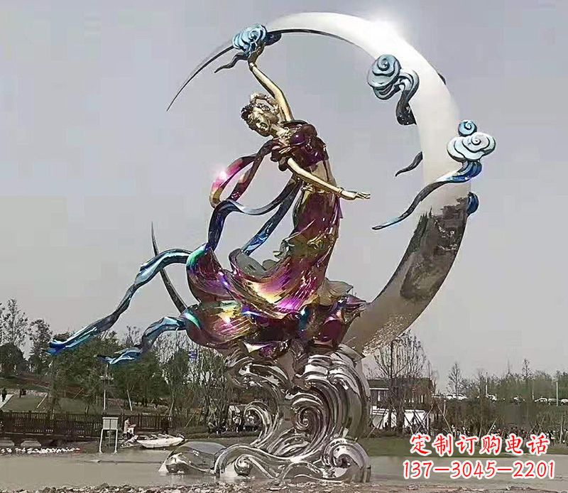 运城不锈钢嫦娥奔月雕塑 (2)