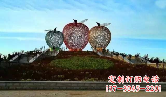 运城不锈钢城市彩色镂空苹果雕塑