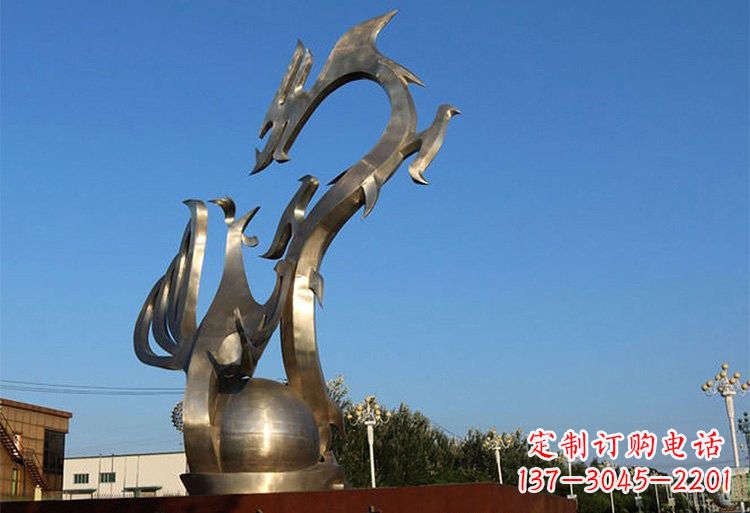 运城不锈钢城市抽象龙凤雕塑