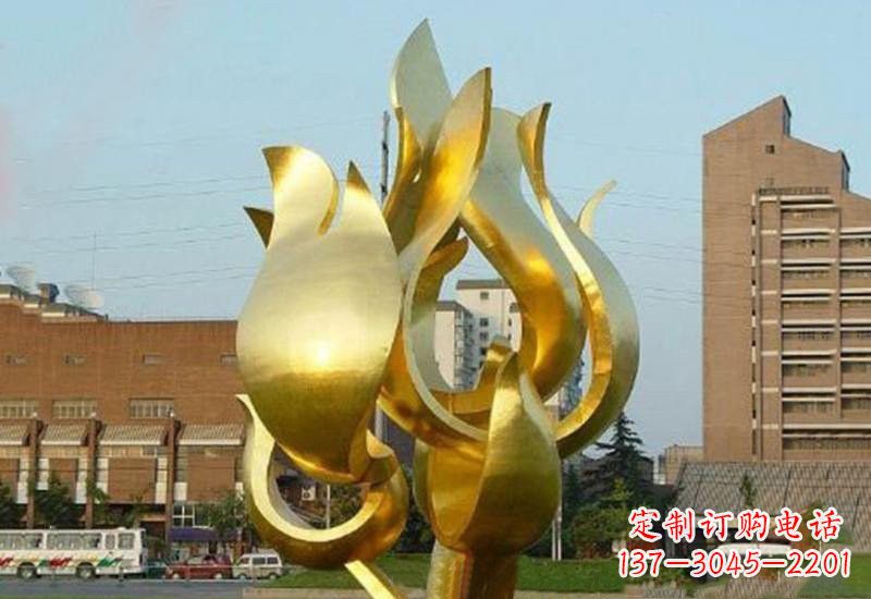 运城不锈钢城市喷漆抽象荷花雕塑