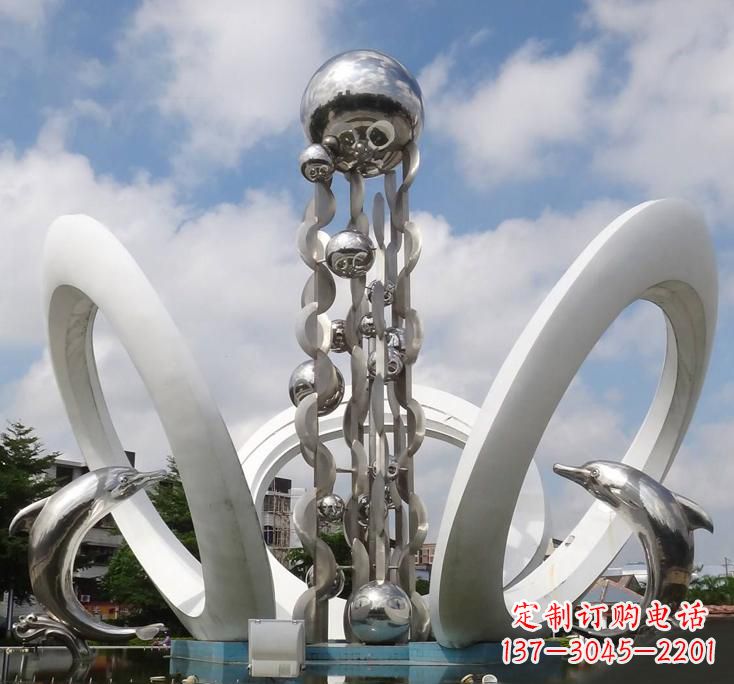 运城不锈钢城市艺术海豚雕塑