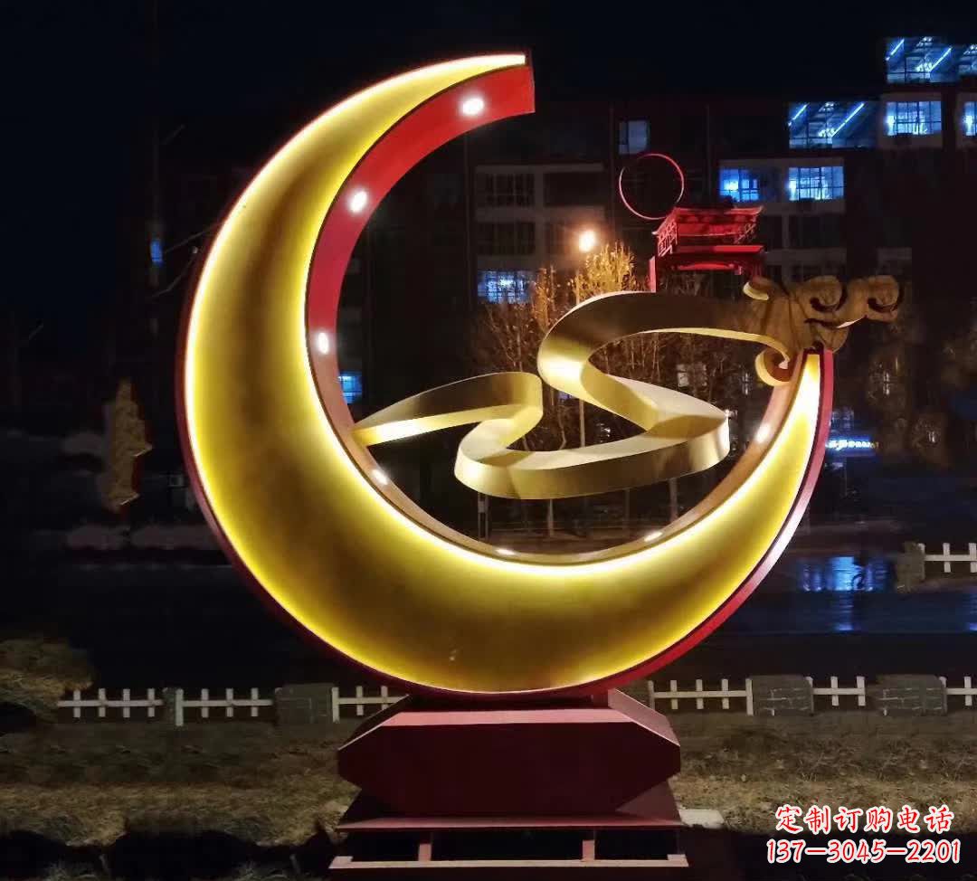 运城不锈钢城市月亮雕塑1