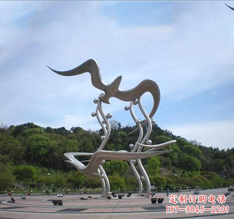 运城不锈钢城市圆环大雁雕塑