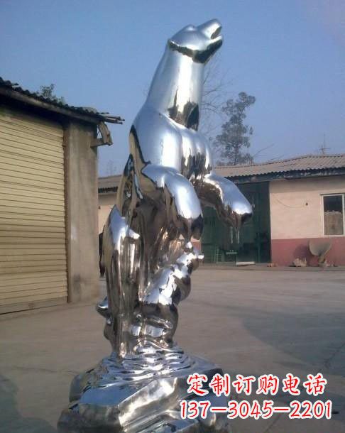 运城不锈钢抽象北极熊雕塑