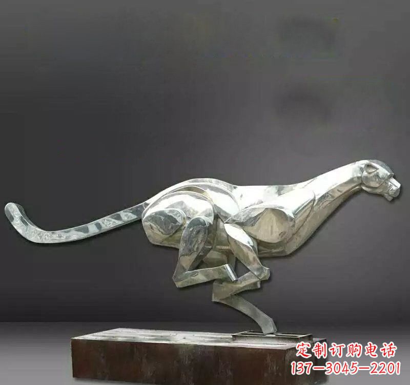 运城不锈钢抽象奔跑的豹子雕塑