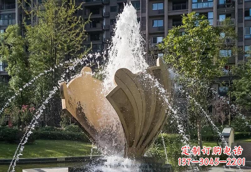 运城不锈钢抽象贝壳喷泉雕塑