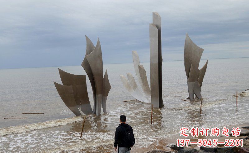 运城不锈钢抽象船帆海边景观雕塑