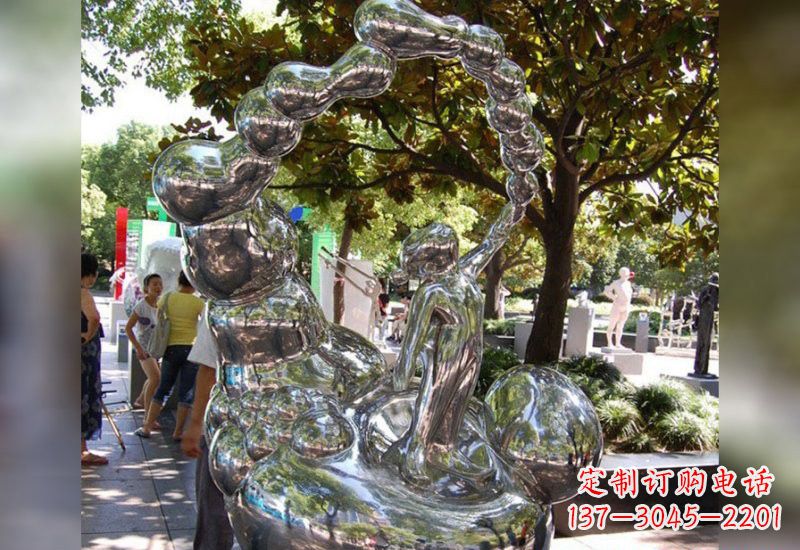 运城不锈钢抽象吹泡泡的儿童雕塑