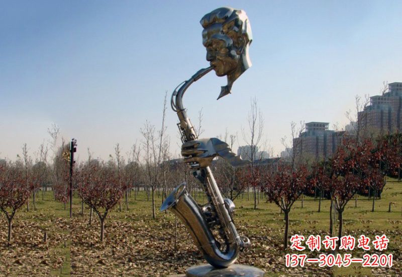 运城不锈钢抽象吹萨克斯人物雕塑