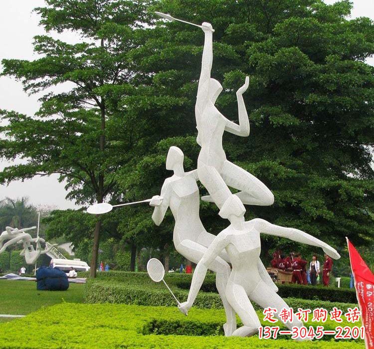 运城不锈钢抽象打羽毛球人物运动雕塑
