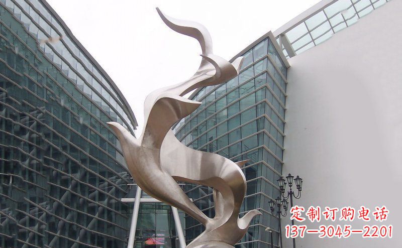运城不锈钢抽象大雁鸽子雕塑