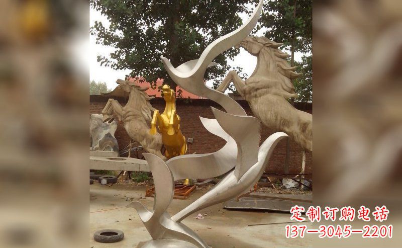运城不锈钢抽象大雁鸽子雕塑 (2)