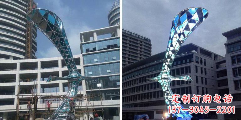 运城不锈钢抽象大雁景观雕塑